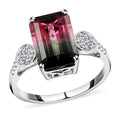 Certified and Appraised LUXORO 14K White Gold AAA Bi-Color Tourmaline and G-H I2 Diamond Ring 2.85 Grams 4.69 ctw - Sticky add to cart bar
