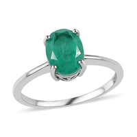 Emeraldine Quartz (Triplet) Solitaire Ring in Platinum Over Sterling Silver (Delivery in 7-10 Business Days) 2.20 ctw