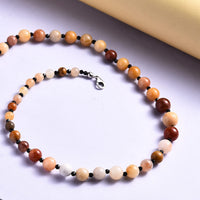 Honey Quartz and Thai Black Spinel Necklace 20 Inches in Sterling Silver 190.50 ctw