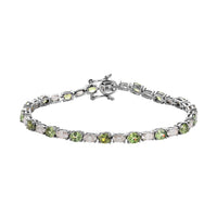 Natural Ambanja Demantoid Garnet, Moissanite Bracelet in Platinum Over Sterling Silver (8.00 In) (8.50 g) 10.35 ctw