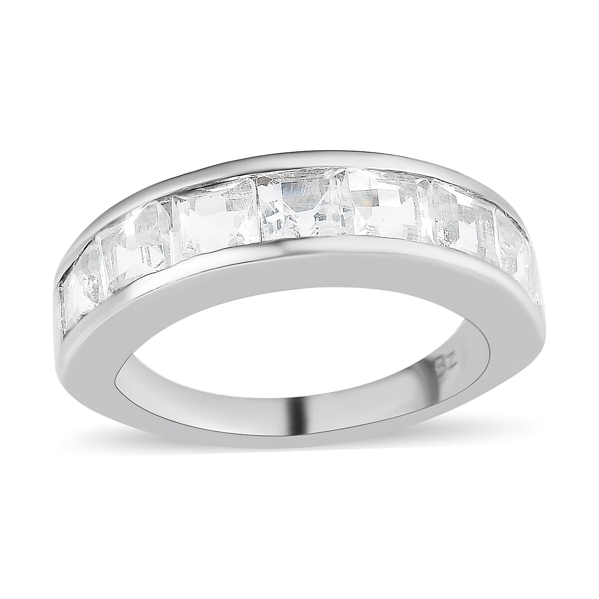 White Topaz Half Eternity Band Ring in Platinum Over Bronze 3.15 ctw
