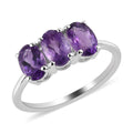 Amethyst 3 Stone Ring in Sterling Silver 1.15 ctw - Sticky add to cart bar