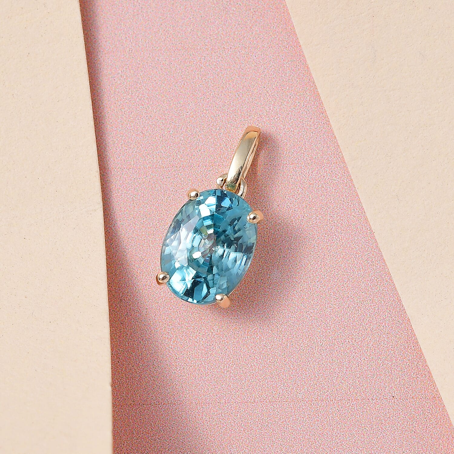 Luxoro 10K Yellow Gold Premium Cambodian Blue Zircon Solitaire Pendant 1.90 ctw