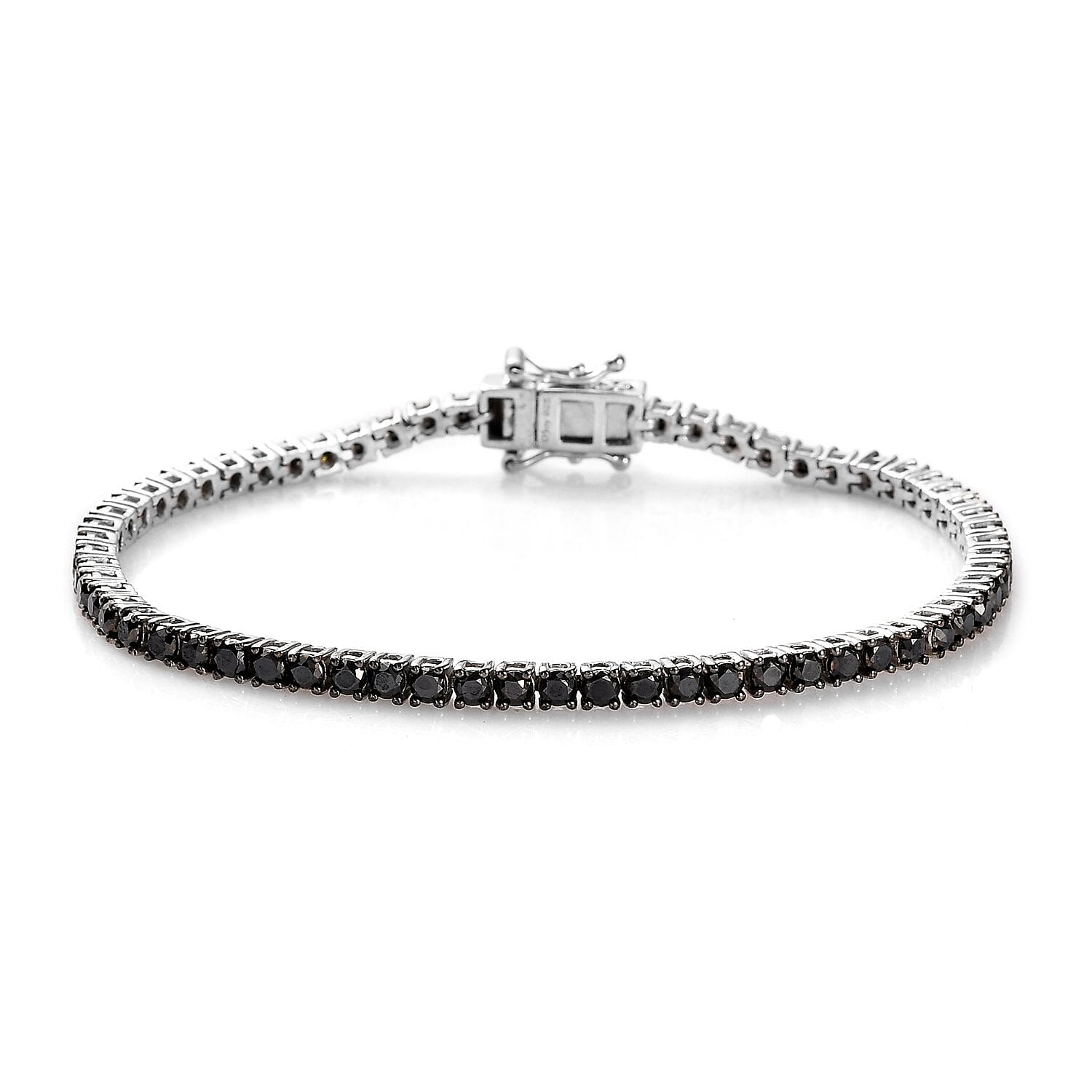 Premium Black Diamond Tennis Bracelet in Platinum Over Sterling Silver (7.25 In) 5.00 ctw