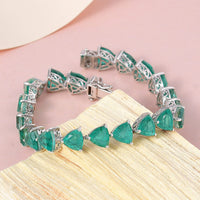 Emeraldine Quartz (Triplet) Bracelet in Platinum Over Sterling Silver (8.00 In) 14.90 Grams (Delivery in 7-10 Business Days) 46.20 ctw