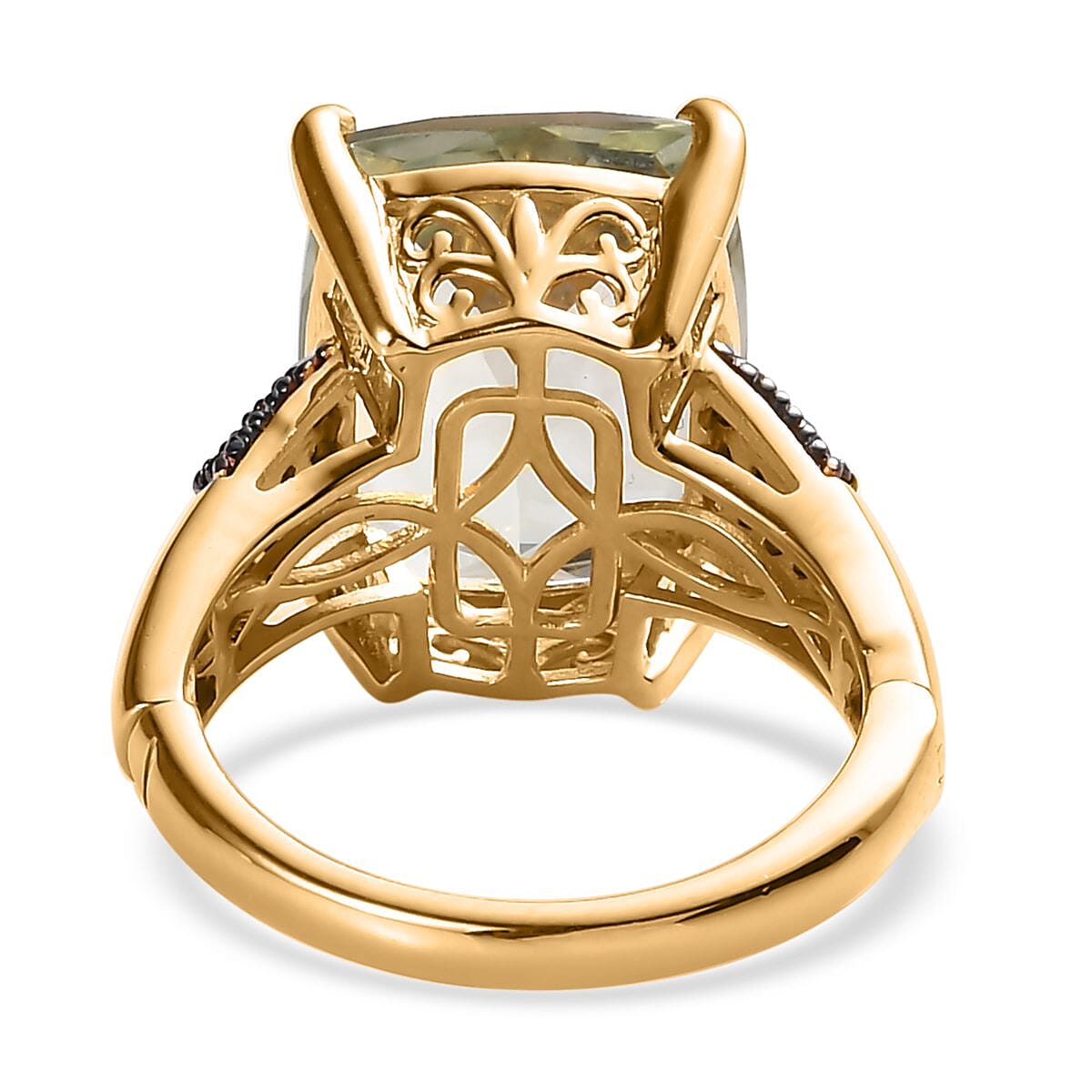 AAA Montezuma Prasiolite and Brown Zircon Ring in Vermeil Yellow Gold Over Sterling Silver 10.75 ctw (Delivery in 3-5 Business Days)