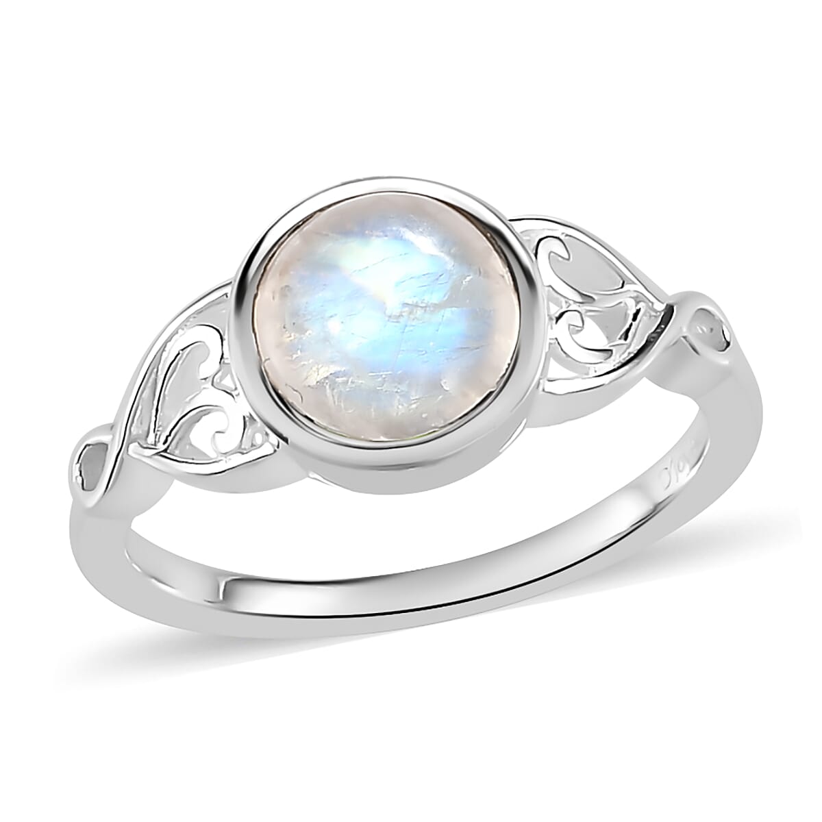 Kuisa Rainbow Moonstone Solitaire Ring in Sterling Silver (Size 10.0) 1.65 ctw