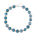 Blue Color Murano Glass and Champagne Glass Beaded Necklace 20-22 Inches in Silvertone - Sticky add to cart bar