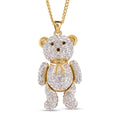 White Austrian Crystal and Black Glass Teddy Bear Pendant Necklace 29-31 Inches in Goldtone - Sticky add to cart bar