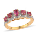 Premium Ouro Fino Rubellite and Natural White Zircon Ring in Vermeil Yellow Gold Over Sterling Silver 1.65 ctw - Sticky add to cart bar
