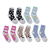 Set of 5 Pair 98% Polyester and 2% Spandex Animal Pattern Jacquard Plush Socks with Anti-slip Rubber (5.9"x6.69")