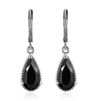 Thai Black Spinel Lever Back Earrings in Stainless Steel 5.00 ctw , Tarnish-Free, Waterproof, Sweat Proof Jewelry
