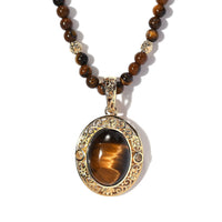 TLV Tiger's Eye, Brazilian Citrine Beaded Necklace (18 Inches) in 14K YG Over Copper 48.40 ctw
