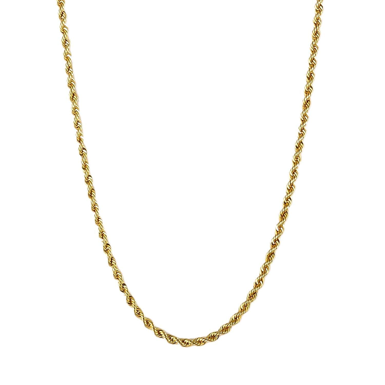 Italian 10K Yellow Gold 3mm Rope Necklace 22 Inches 4.90 Grams