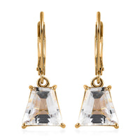 White Topaz Lever Back Earrings in Vermeil Yellow Gold Over Sterling Silver 6.65 ctw