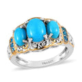 American Natural Sleeping Beauty Turquoise and Malgache Neon Apatite Ring in Vermeil Yellow Gold and Platinum Over Sterling Silver 2.10 ctw - Sticky add to cart bar