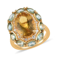 Premium Brazilian Golden Apatite and Multi Gemstone Ring in Vermeil Yellow Gold Over Sterling Silver 8.00 ctw (Delivery in 3-5 Business Days)