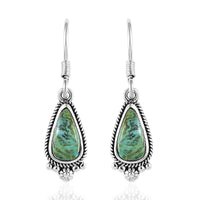 Artisan Crafted Blue Moon Turquoise Dangle Earrings in Sterling Silver 2.75 ctw