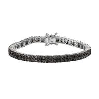 Black Diamond Double Row Tennis Bracelet in Platinum Over Sterling Silver (6.50 In) 10.70 Grams 6.00 ctw