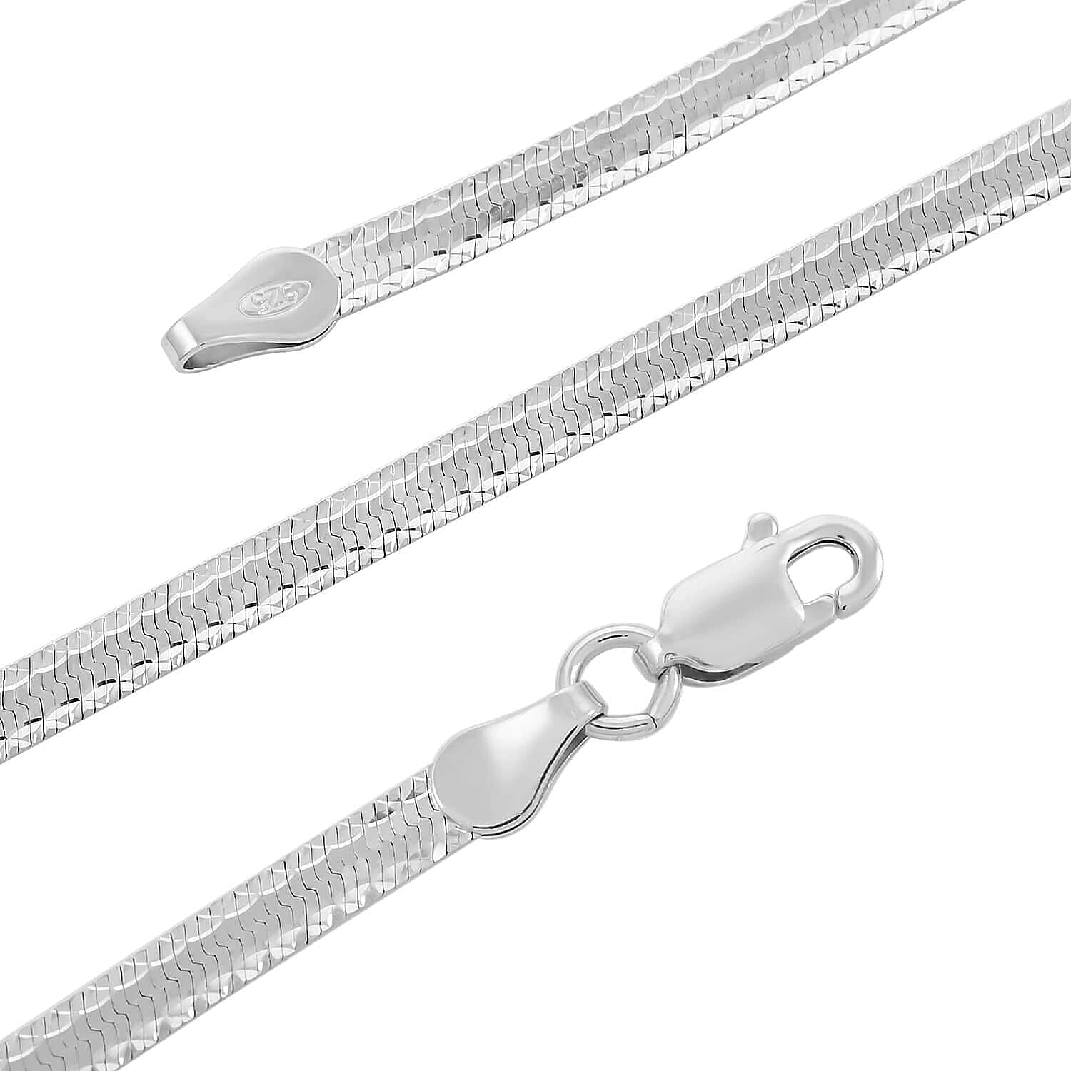 Italian Sterling Silver Herringbone Necklace (18 Inches) (6.3 g)
