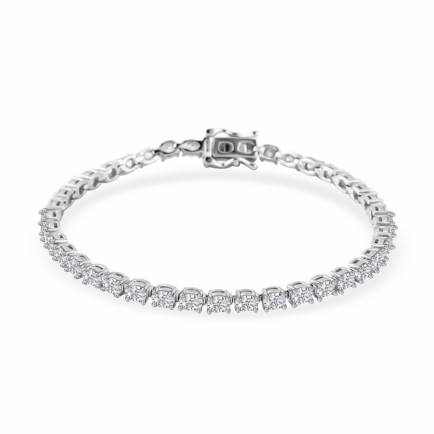 Moissanite Tennis Bracelet in Rhodium Over Sterling Silver (6.50 In) 5.85 ctw