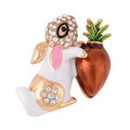 Black and White Austrian Crystal, Enameled Bunny Brooch in Goldtone - Sticky add to cart bar