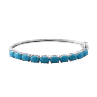 Premium American Natural Sleeping Beauty Turquoise Bangle Bracelet in Platinum Over Sterling Silver (6.50 In) 11.60 Grams 6.50 ctw