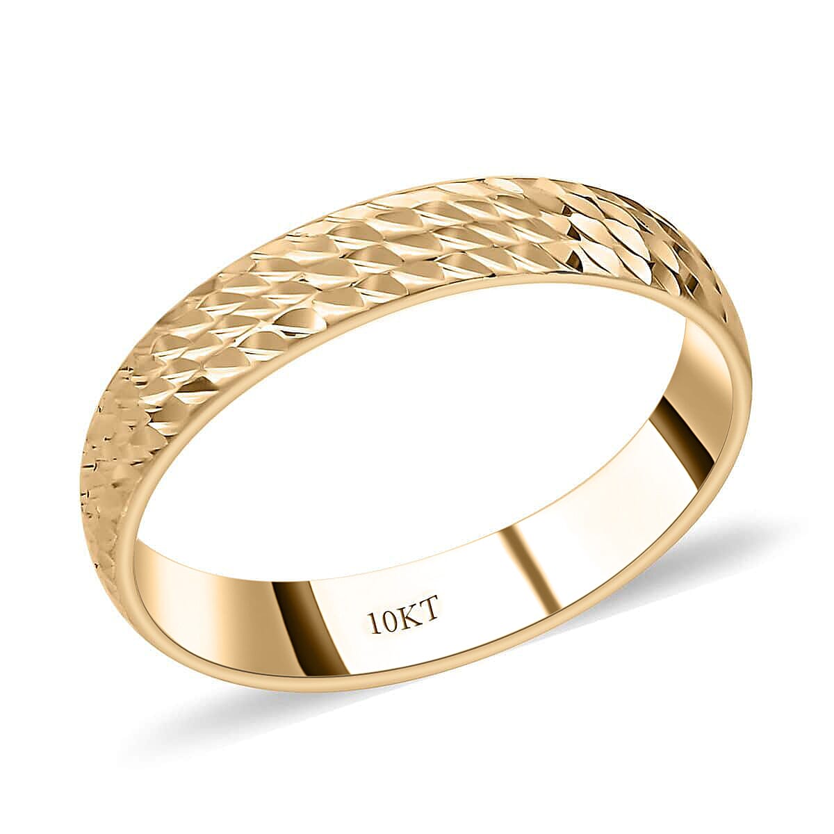 10K Yellow Gold Diamond-cut Band Ring 1.35 Grams