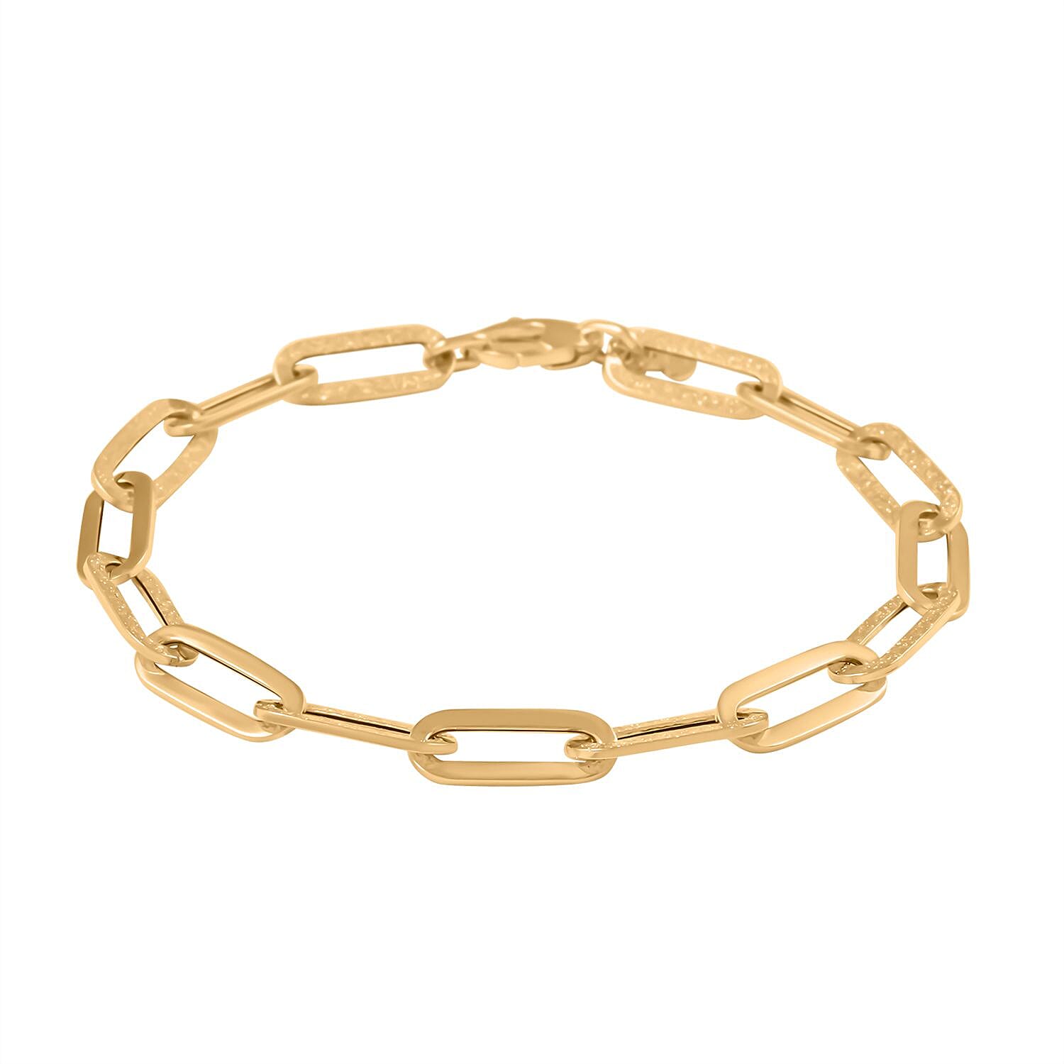 Gold Oro Zecchino Paperclip Collection Italian 14K Yellow Bracelet (7.50 In) 2.20 Grams
