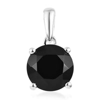Thai Black Spinel Solitaire Pendant in Sterling Silver 3.25 ctw