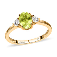 LUXORO 10K Yellow Gold Premium Natural Chrysoberyl and Moissanite Trilogy Ring 1.15 ctw