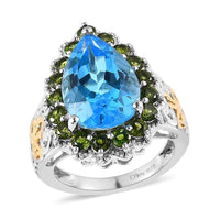 Marambaia Topaz and Natural Chrome Diopside Ring in Vermeil YG and Platinum Over Sterling Silver 8.75 ctw