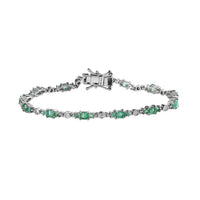 Ethiopian Emerald, Moissanite Bracelet in Platinum Over Sterling Silver (7.25 In) 3.85 ctw