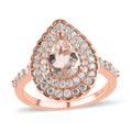 Marropino Morganite and White Zircon Double Halo Ring in Vermeil Rose Gold Over Sterling Silver 2.50 ctw - Sticky add to cart bar