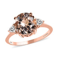 LUXORO 10K Rose Gold AAA Marropino Morganite and Moissanite Ring 2.35 Grams 2.65 ctw - Sticky add to cart bar