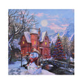 HOMESMART Multi Color Canvas 5-LED Snowman and House Painting (9.84"x0.019"x9.84") (2xAA Battery Not Included) - Sticky add to cart bar