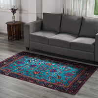 HOMESMART Blue PET Handwoven Digital Printed Rug (72"x48") (6.1 lbs)