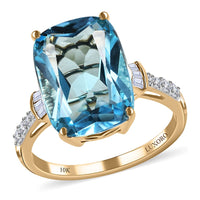 Luxoro 10K Yellow Gold Premium Marambaia Topaz and Diamond G-H I3 Ring (Size 10.0) 8.50 ctw