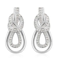 Simulated Diamond Dangle Earrings in Silvertone 0.85 ctw