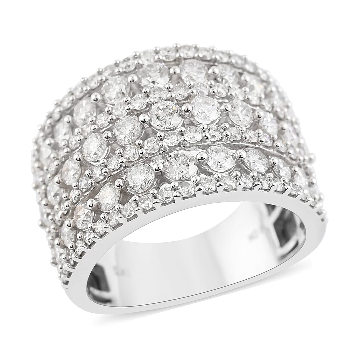 10K White Gold Diamond G-H I1 Multi Row Ring 6.90 Grams 2.00 ctw