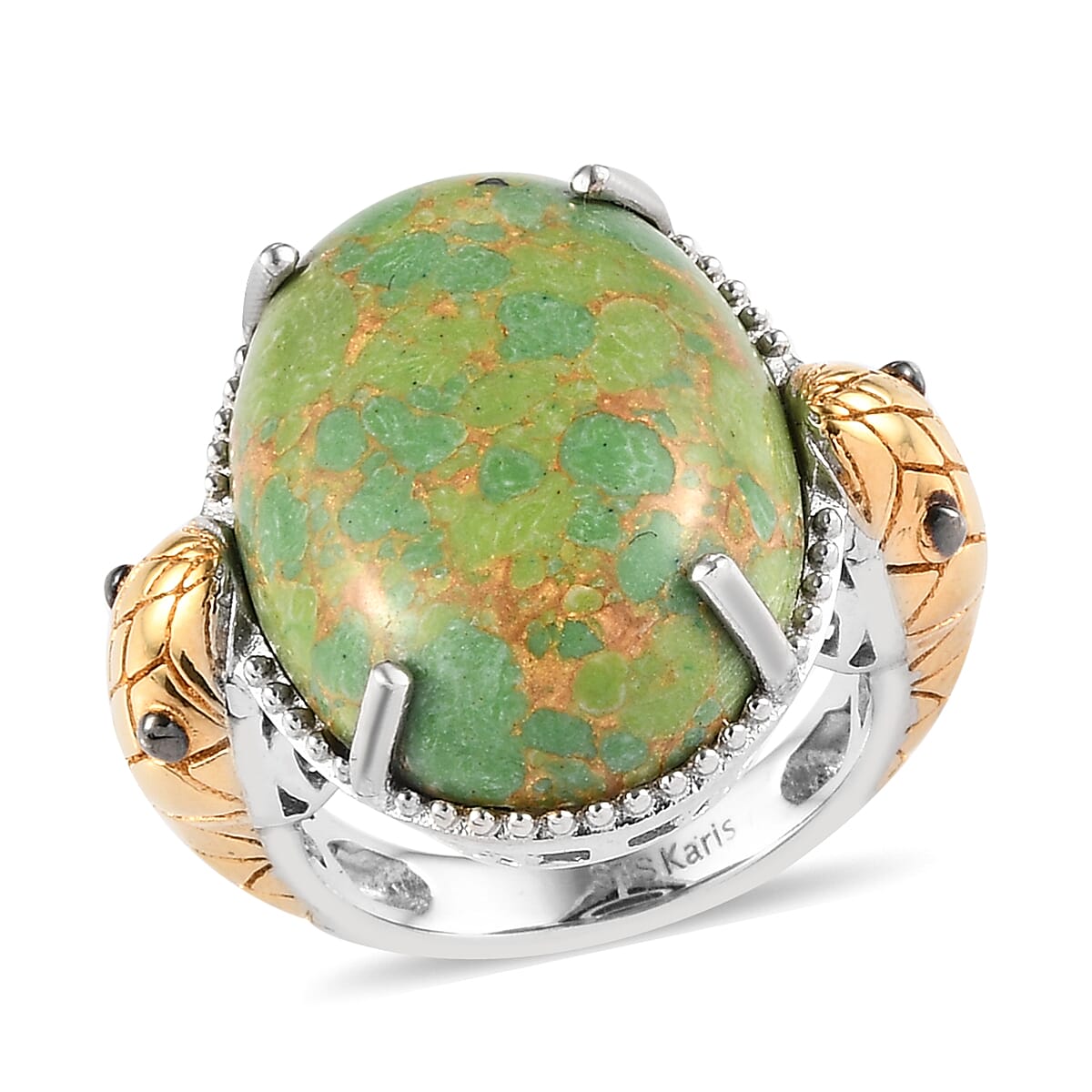 KARIS Red Jasper Snake Pair Ring in ION Plated 18K Yellow Gold and Platinum Bond (Size 9.0) 14.10 ctw (1)