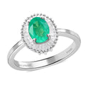 RHAPSODY 950 Platinum Ethiopian Emerald and Diamond E-F VS Halo Ring 4.50 Grams 0.90 ctw - Sticky add to cart bar
