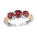 D'Joy Mozambique Garnet 1.25 ctw Trilogy Ring in Vermeil Yellow Gold and Platinum Over Sterling Silver - Sticky add to cart bar