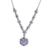 Tanzanite Floral Necklace 18 Inches in Platinum Over Sterling Silver 3.25 ctw
