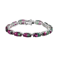 Watermelon Quartz (Triplet) Tennis Bracelet in Platinum Over Sterling Silver (7.25 In) 40.40 ctw