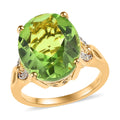Chartreuse Quartz (Triplet) and White Zircon Ring in Vermeil Yellow Gold Over Sterling Silver 7.85 ctw - Sticky add to cart bar
