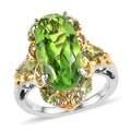Chartreuse Quartz (Triplet) and Peridot Ring in Vermeil Yellow Gold and Platinum Over Sterling Silver 6.35 ctw - Sticky add to cart bar