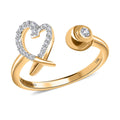 Luxoro 14K Yellow Gold G-H I2 Diamond XO Heart Open Band Ring 0.15 ctw - Sticky add to cart bar