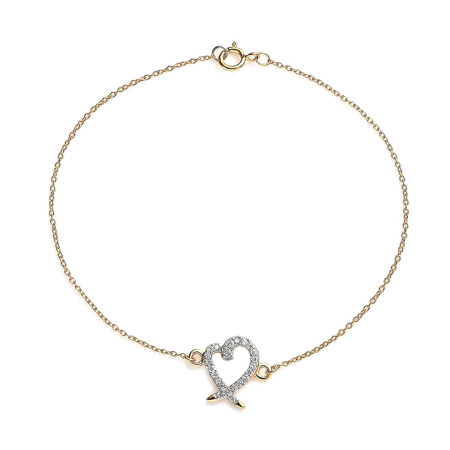 Luxoro 14K Yellow Gold G-H I2 Diamond Bracelet (7.25 In) 0.15 ctw