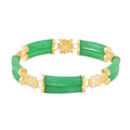 Green Jade Two Layers of Cylindrical Tubes Chinese Characters Bracelet in 14K YG Over Sterling Silver (6.50 In) 61.50 ctw - Sticky add to cart bar